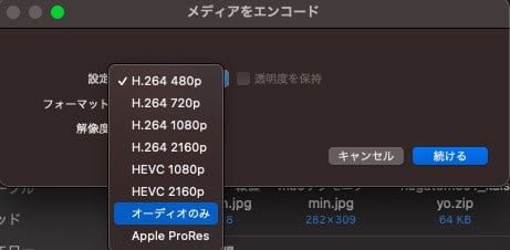 オーディオのみを抽出
